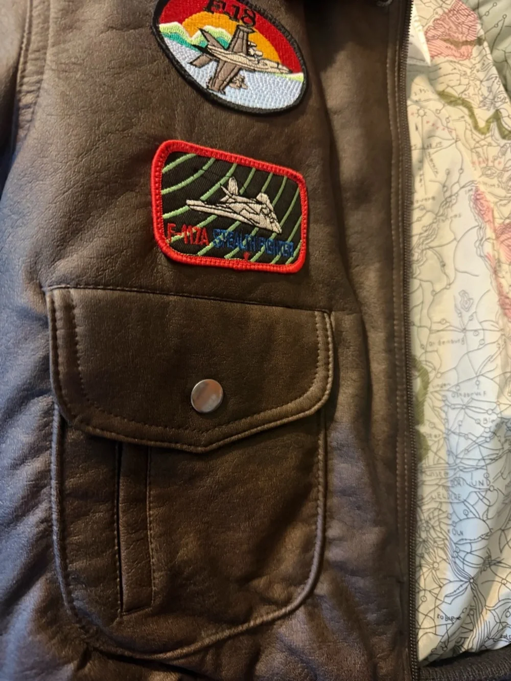 Boys Brown Bomber Jacket with Patch Details